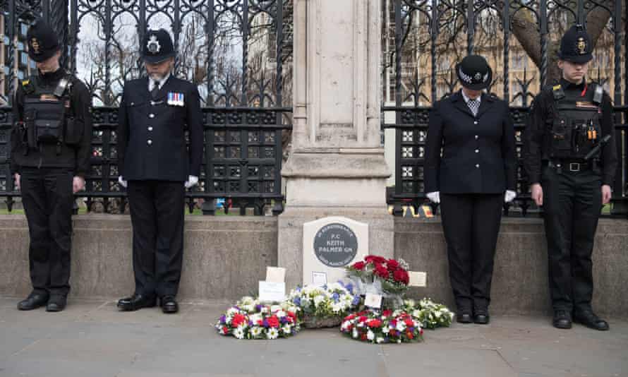 Police officers at the unveiling of the in memorial for PC Keith Palmer, who was murdered in 2017.