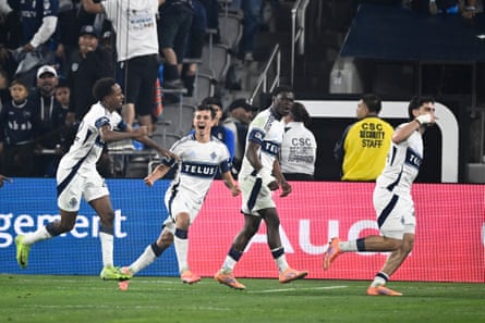 Vancouver Whitecaps players celebrate after scoring during the first half of an MLS Western Conference final soccer match against San Diego FC, Saturday, Nov. 29, 2025, in San Diego.
