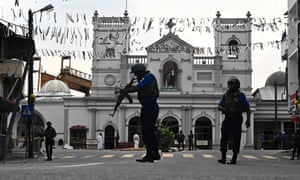 Security personnel outside St Anthony’s Shrine in  Colombo, Sri Lanka, following the terrorist attacks there this week.