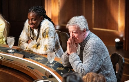 Cat Burns and Stephen Fry at the round table