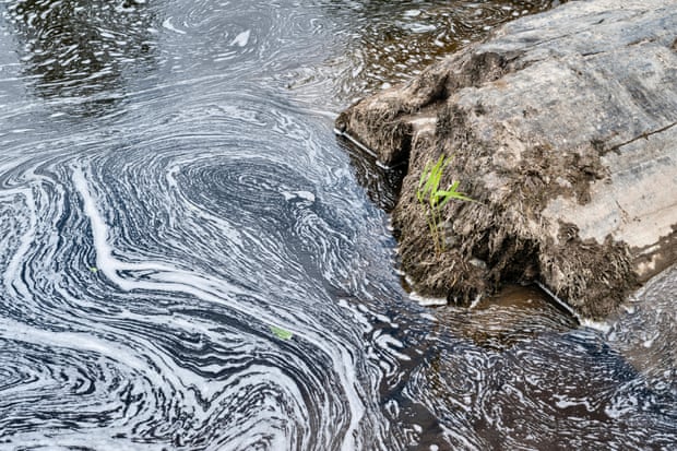 Pollution in the River Tiffy, Wales.