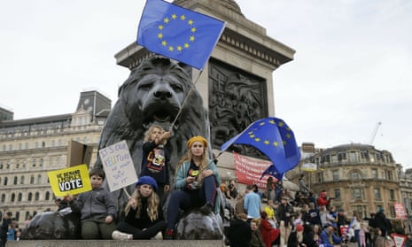 Young protesters in Trafalgar Square