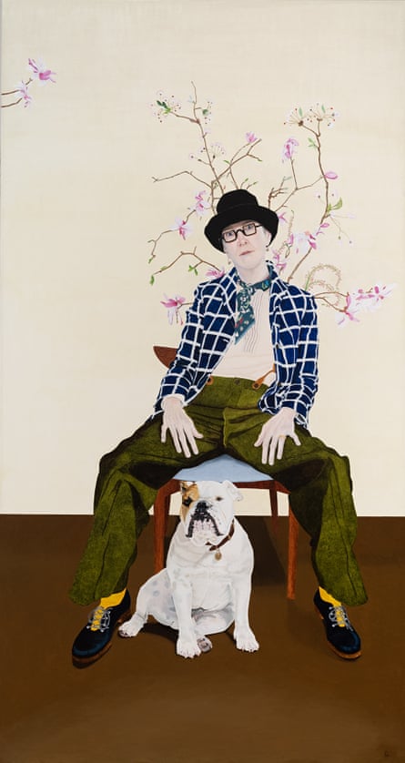 portrait of woman with dog