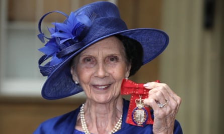 Beryl Grey after she was made a member of the Order of the Companions of Honour for her contribution to dance by the Princess Royal at Buckingham Palace in 2017.