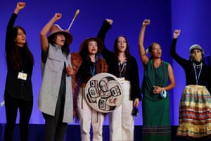 Members of a delegation representing indigenous communities