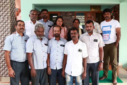 Mareena Hawkes, pictured centre, photographed with colleagues from the All India Asbestos workers and Family welfare association in Tamil Nadu, India.