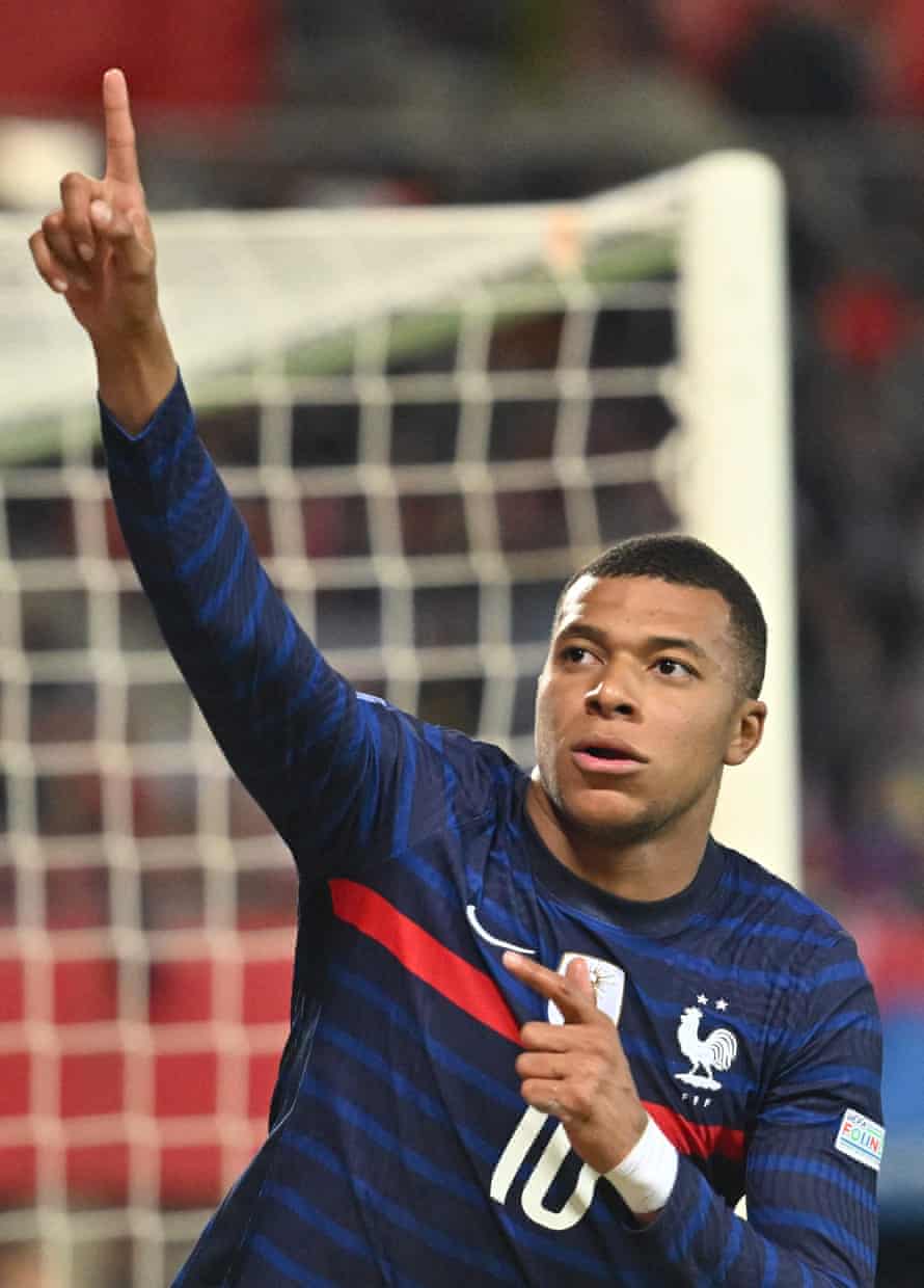 Mbappe celebrates.