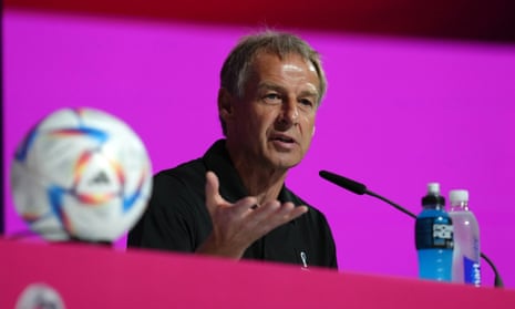 Jürgen Klinsmann, seen here speaking on 19 November in his role with Fifa’s technical study group