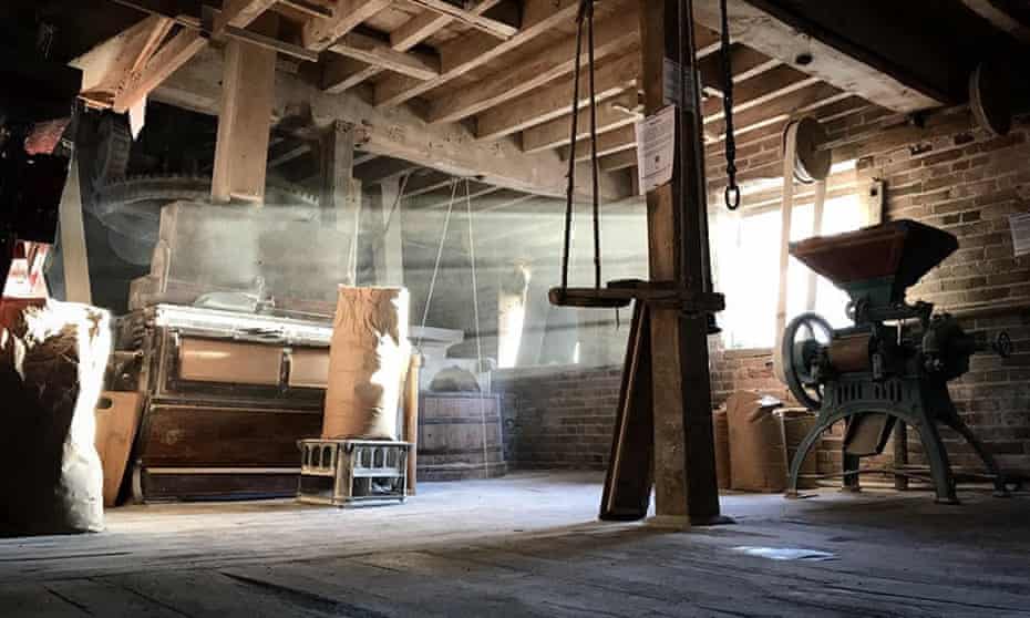 Sun shines into the work area of a traditional mill
