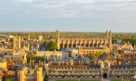 Several Cambridge colleges are seen from the viewpoint at St John’s College tower