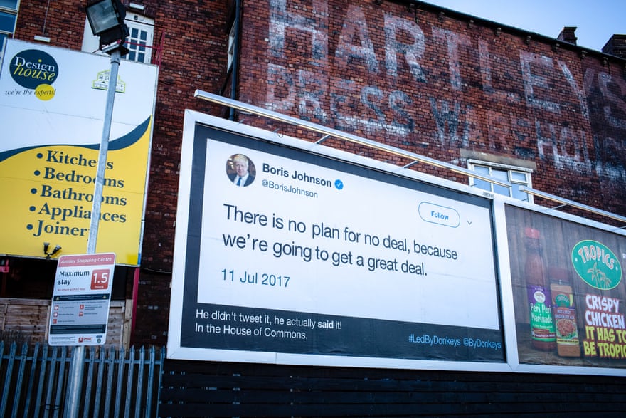 A poster that went up in Leeds in January with a Boris Johnson tweet.