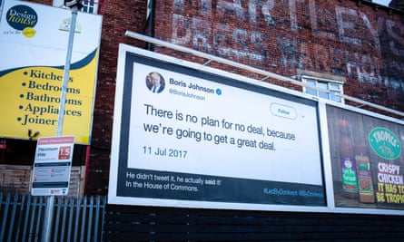 Boris Johnson’s ‘great deal’ quote on a billboard in Leeds.