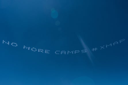 Skywriting reading NO MORE CAMPS #XMAP