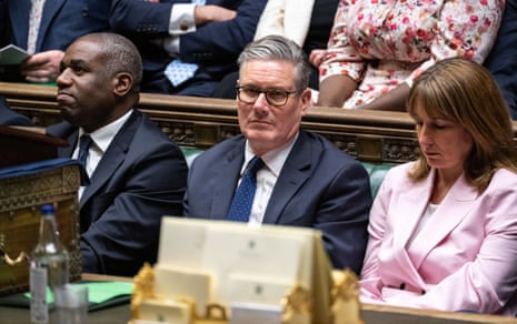 Prime minister Keir Starmer in the Commons with David Lammy and Rachel Reeves.