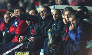 Nottingham Forest’s manager Frank Clark drives on his team against Bayern Munich during their Uefa cup match at the City Ground Nottingham in March 1996.