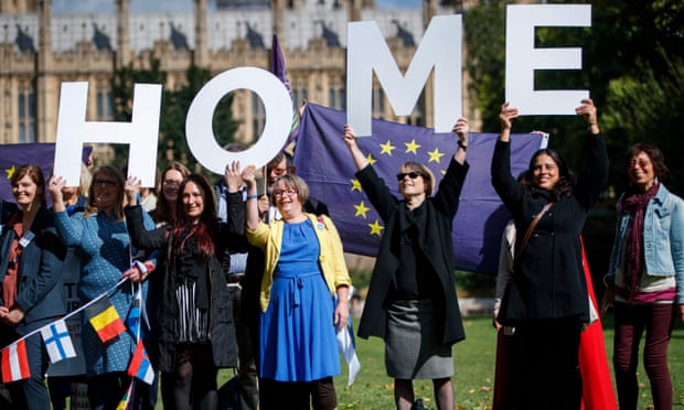 People at a rally in support of EU citizens living in the UK