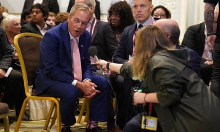 Nigel Farage during the Conservative Party conference in Manchester on Monday.