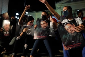 Students hold an event in Havana, Cuba, marking the fifth anniversary of the death of Fidel Castro