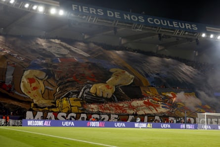 A 'Massacre, Parisien style' banner displayed on Tuesday
