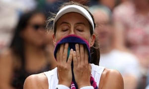 Johanna Konta during a change of ends.