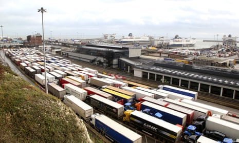 Lorries queue to enter the port of Dover