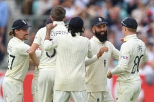 Vice-Captain Moeen Ali celebrates after catching Ajinkya Rahane off the bowling of Craig Overton.