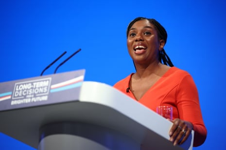 Kemi Badenoch speaking at the conference.