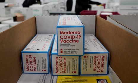 Boxes of Moderna vaccine