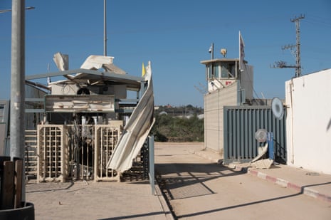The gate in the Erez border crossing, which was destroyed after Hamas terrorists broke into Israel on 7 October.