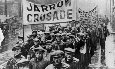 The Jarrow Crusade against unemployment in 1936.