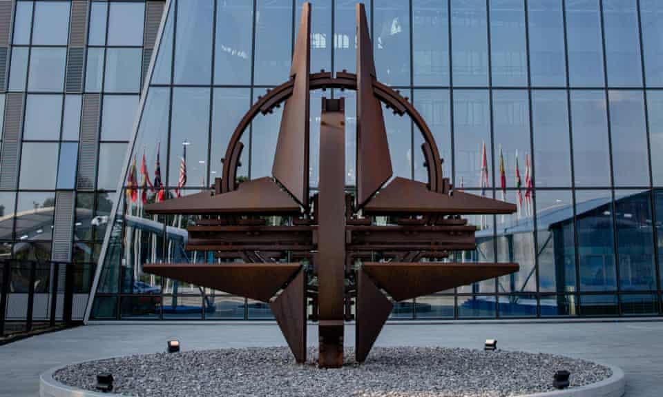 The Nato star sculpture outside its HQ in Brussels, Belgium.