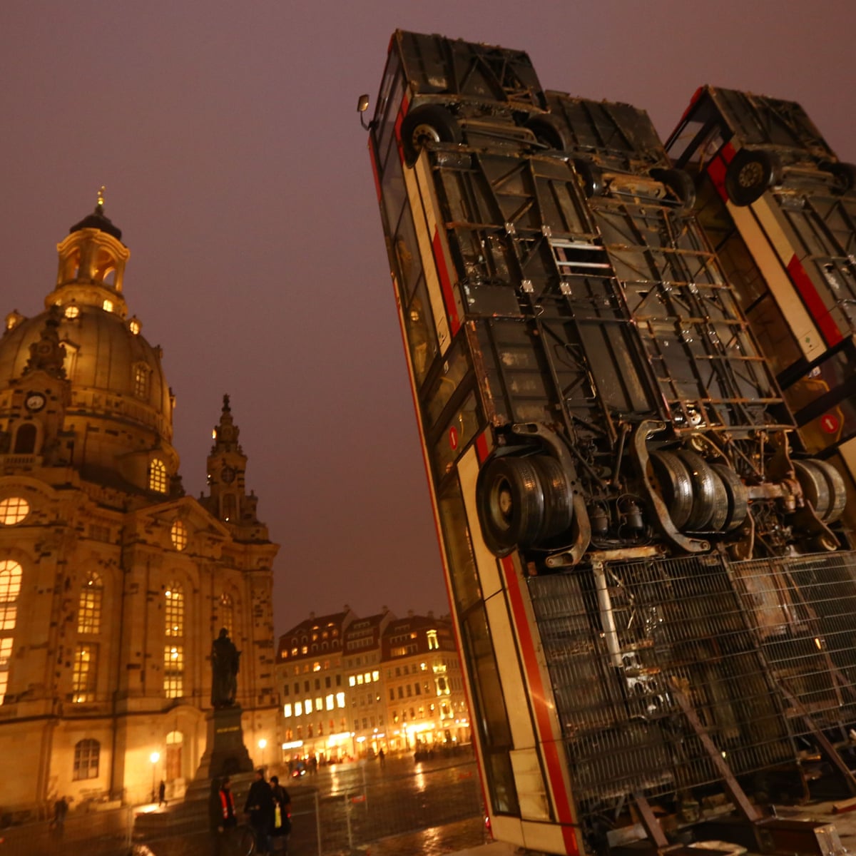 Dresden S Bitter Divide Over Aleppo Inspired Bus Barricade Sculpture Germany The Guardian