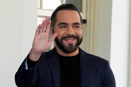El Salvador’s president, Nayib Bukele at the White House on 14 April.