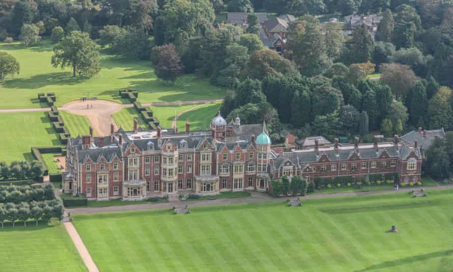Aerial view of the Queen's Sandringham Hall