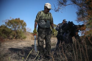 Jesse Barajas searches for the remains of his brother José, who was was dragged from his ranch on 8 April 2019 and has not been seen since, last month near the town of Tecate.