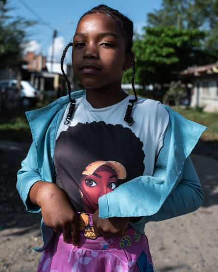 Isabella Sandoval wears a costume made to commemorate Afro-Colombian Day