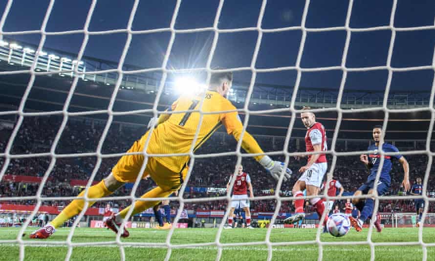 Andreas Weimann of Austria scores the opening goal.