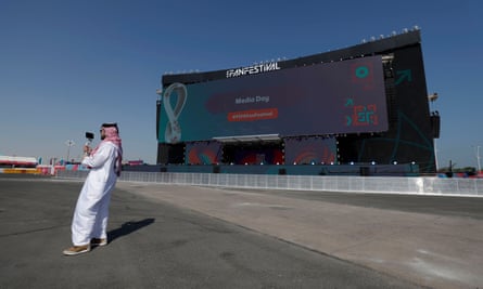 A fan festival site at Al Bidda Park, pictured earlier this week.