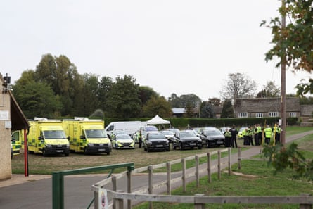 Emergency vehicles parked at Fairford Youth Football club,