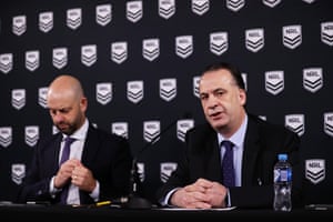 Former NRL CEO Todd Greenberg and ARLC chair Peter V’landys