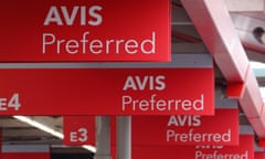 Avis car rental signage is seen at John F. Kennedy International Airport in Queens, New York City, U.S