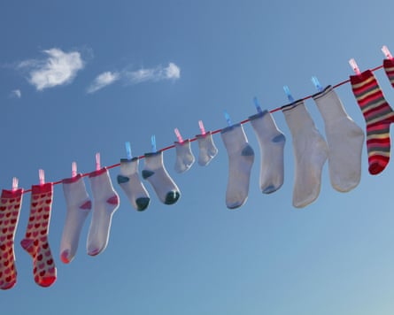 Socks hanging on washing line