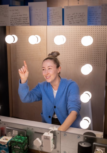 Erin Doherty rehearses lines in her dressing rooma at Soho Place, in preparation for her role as Carly in Death of England: Closing Time.