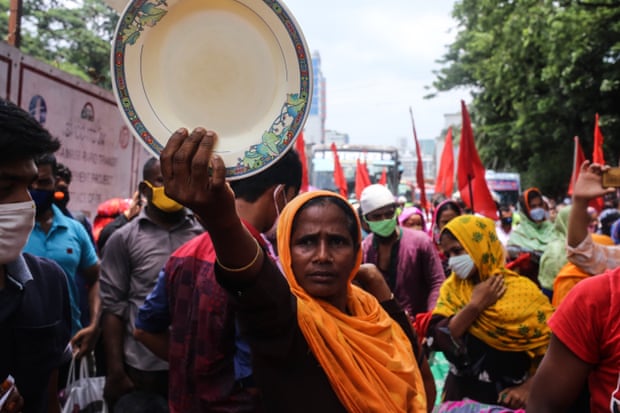 Workers protest, demanding their unpaid wages, Dhaka, Bangladesh, June 2020.