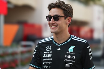 George Russell in the Bahrain paddock