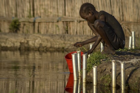 A child fetches water in Jonglei state