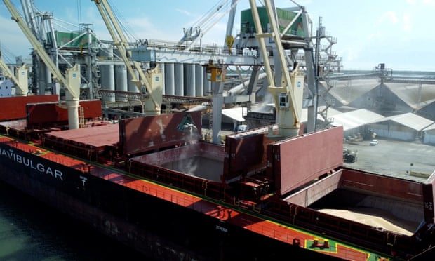 A grain shipment from Ukraine is unloaded in Ravenna, a port in Italy, last Saturday.