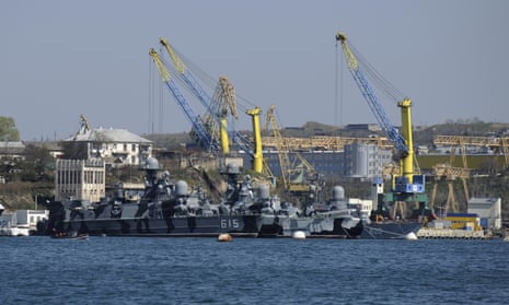 Russian Black Sea fleet ships seen anchored at Sevastopol, Crimea, in 2014. 
