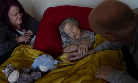 Richard Last and Clare Miller tending to their mother, Ann King, who has dementia.
