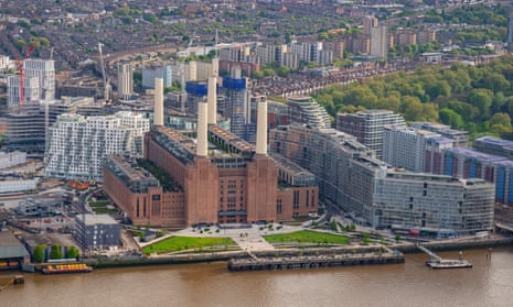 An aerial view of Battersea power station.